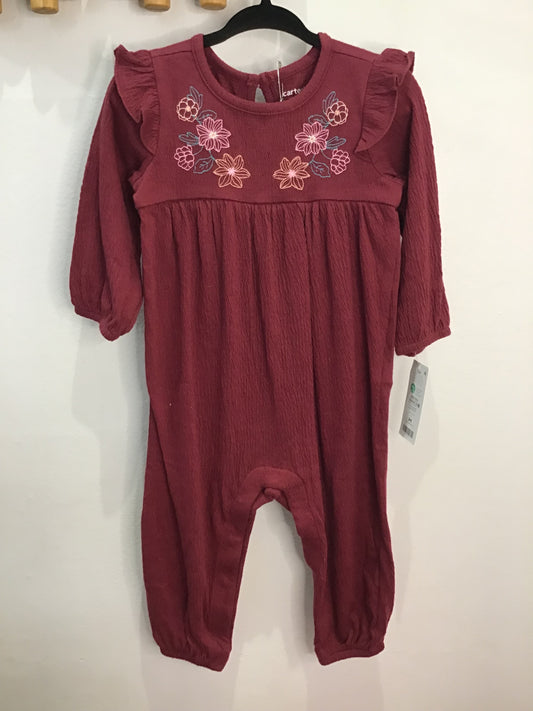 Maroon embroidery romper 12m NEW