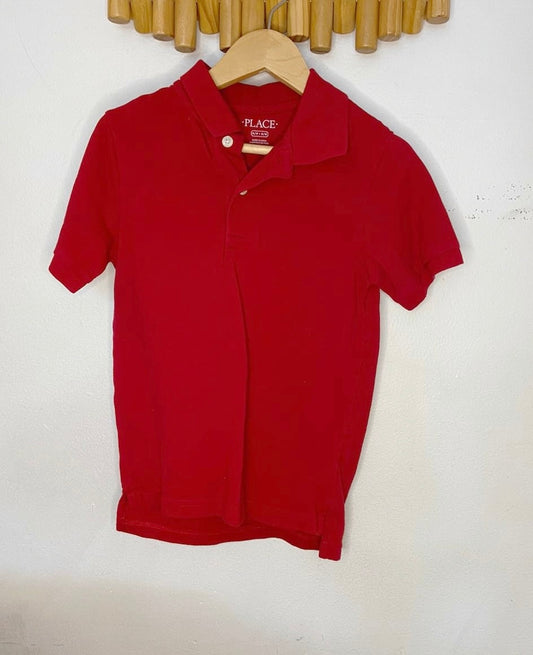 Red textured polo 5-6y