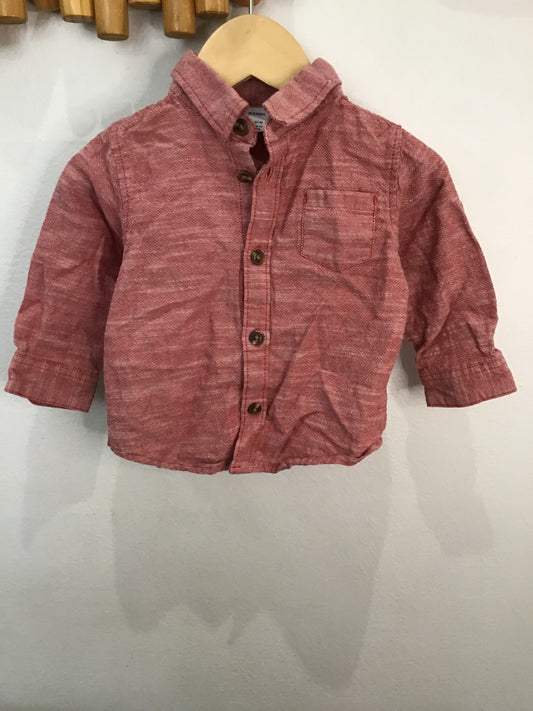 Shirt red wrinkle resistant 6-12m