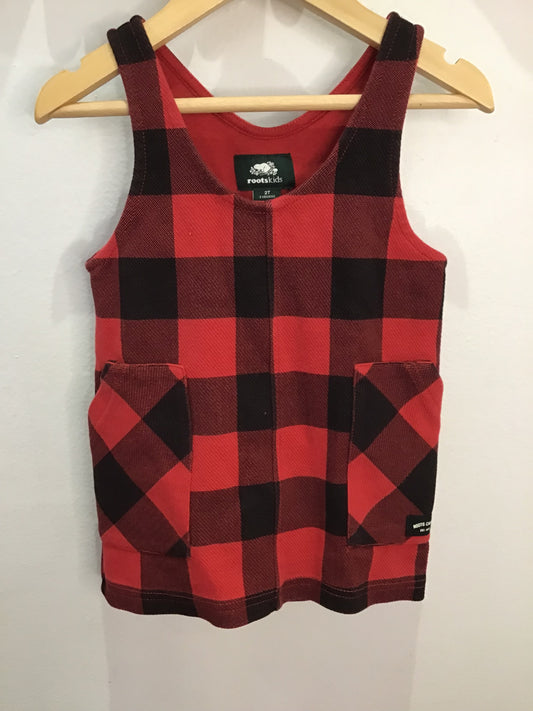 Roots buffalo checkered pinafore 2y