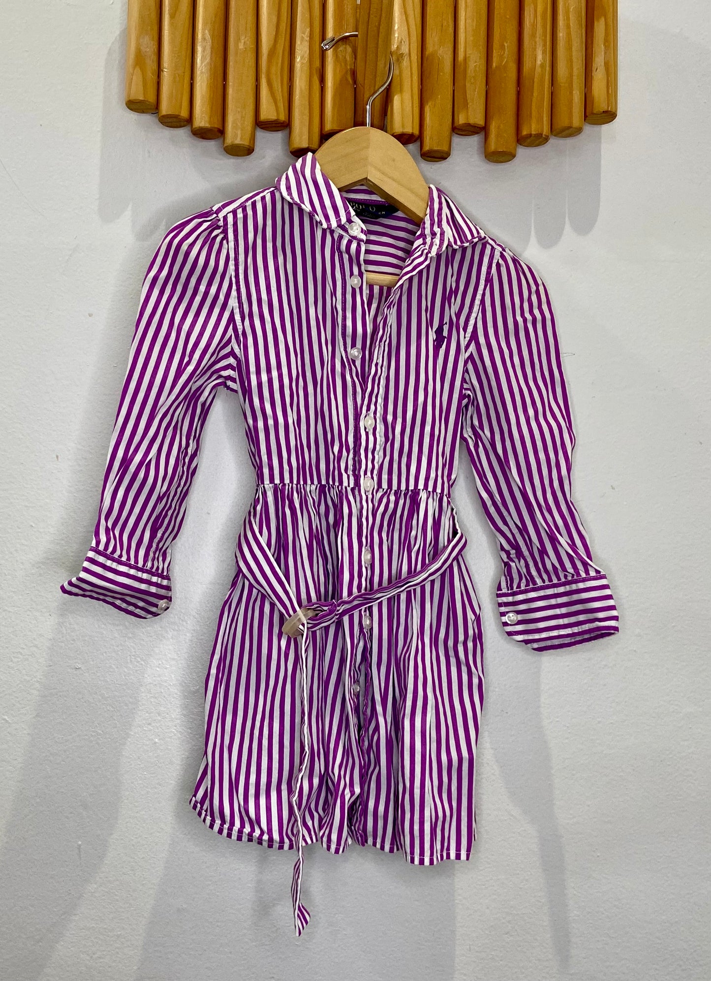 Purple striped shirt dress 2y