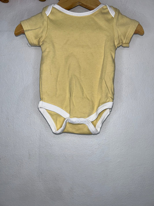 Yellow and whiteonesie 3-6m