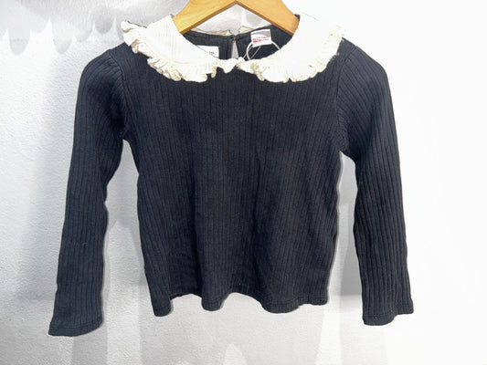 Cream collar black longsleeve 5y