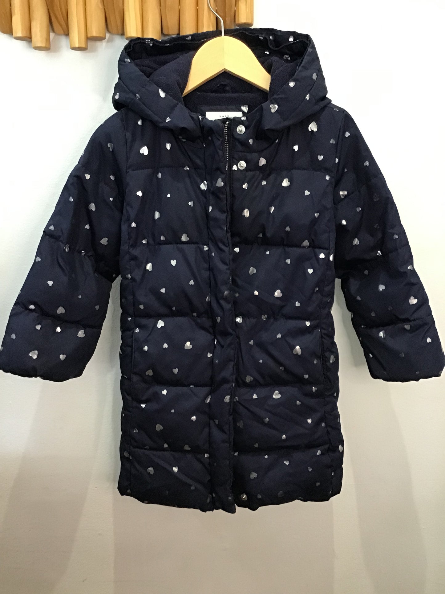 Navy hearts longline winter jacket (coldcontrol ultra max) 5y