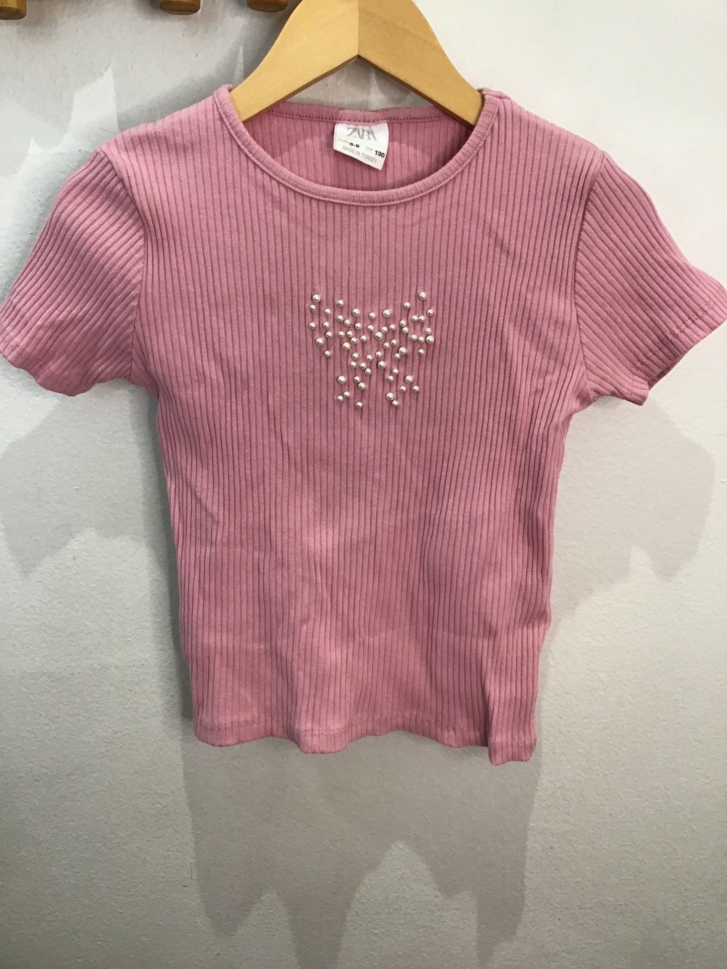 Tee pearl butterfly ribbed 8-9y
