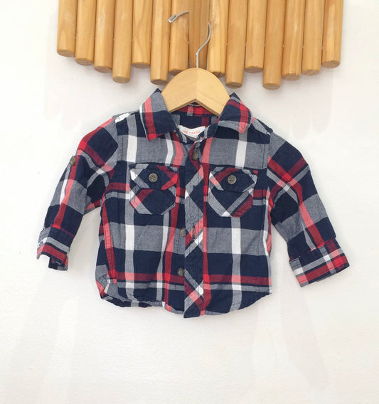 Blue and red checkered shirt 3-6m