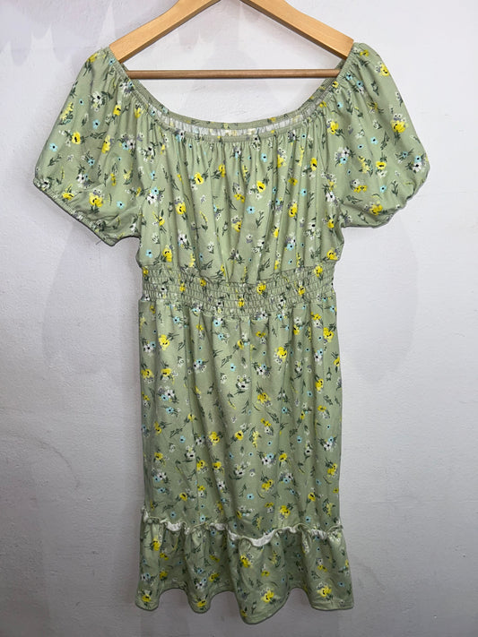 Green peasant style dress 14y