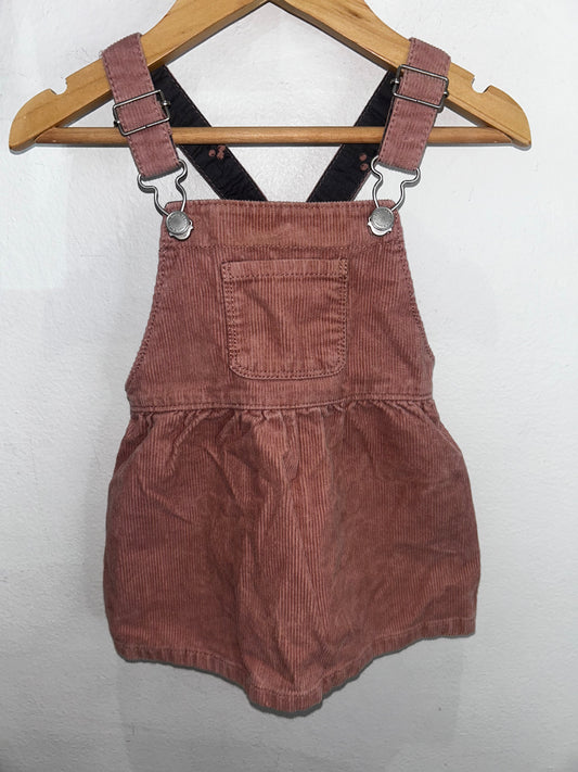 Pink cord skirt romper 9-12m