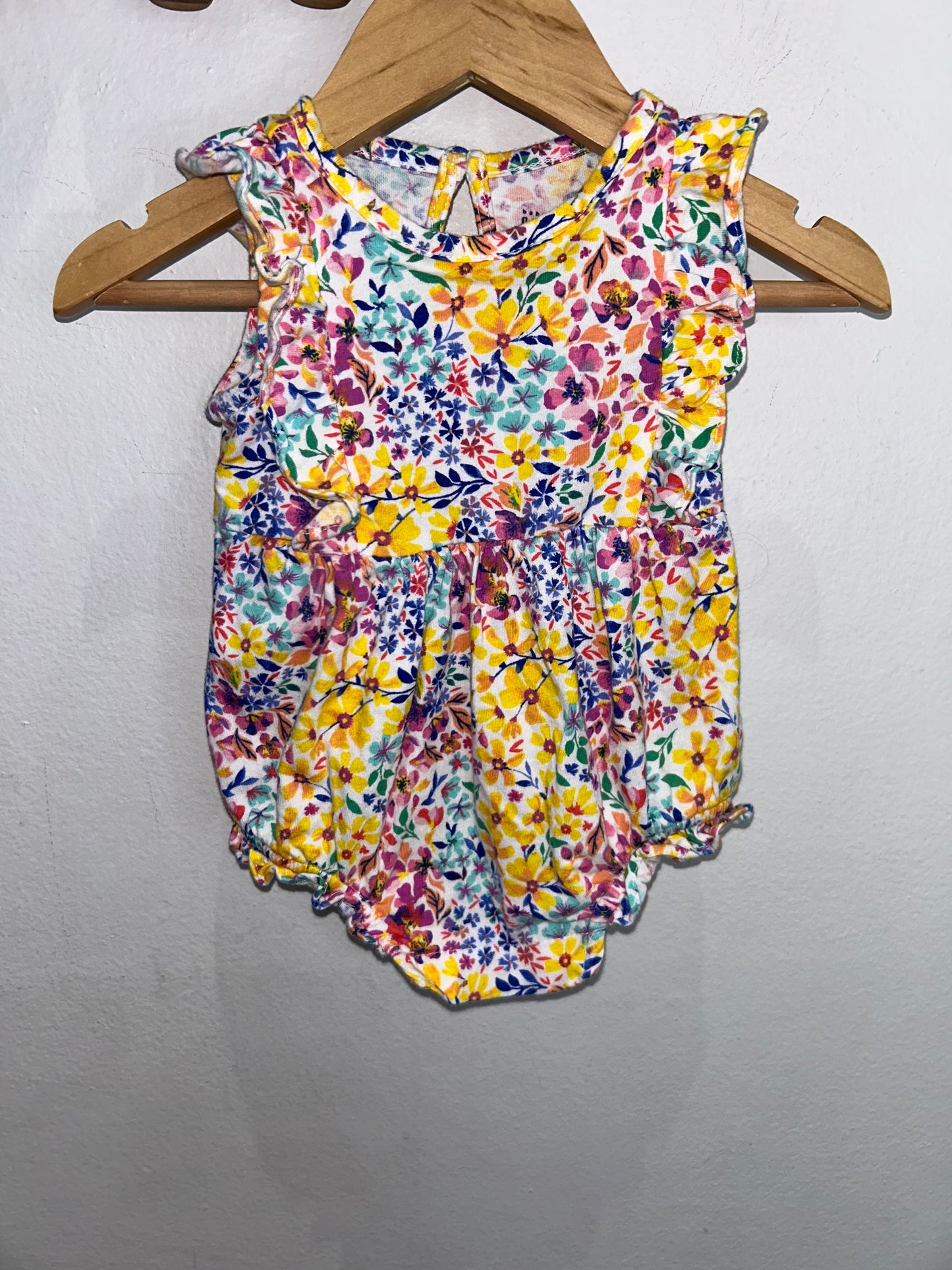 Frilly floral onesie 3-6m