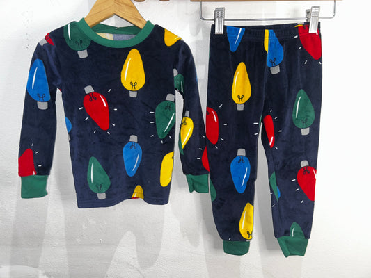 Christmas lights velour pyjamas 2y