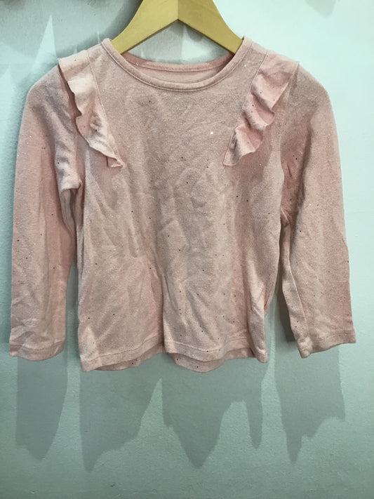 Tee pink sparkly knit 3y