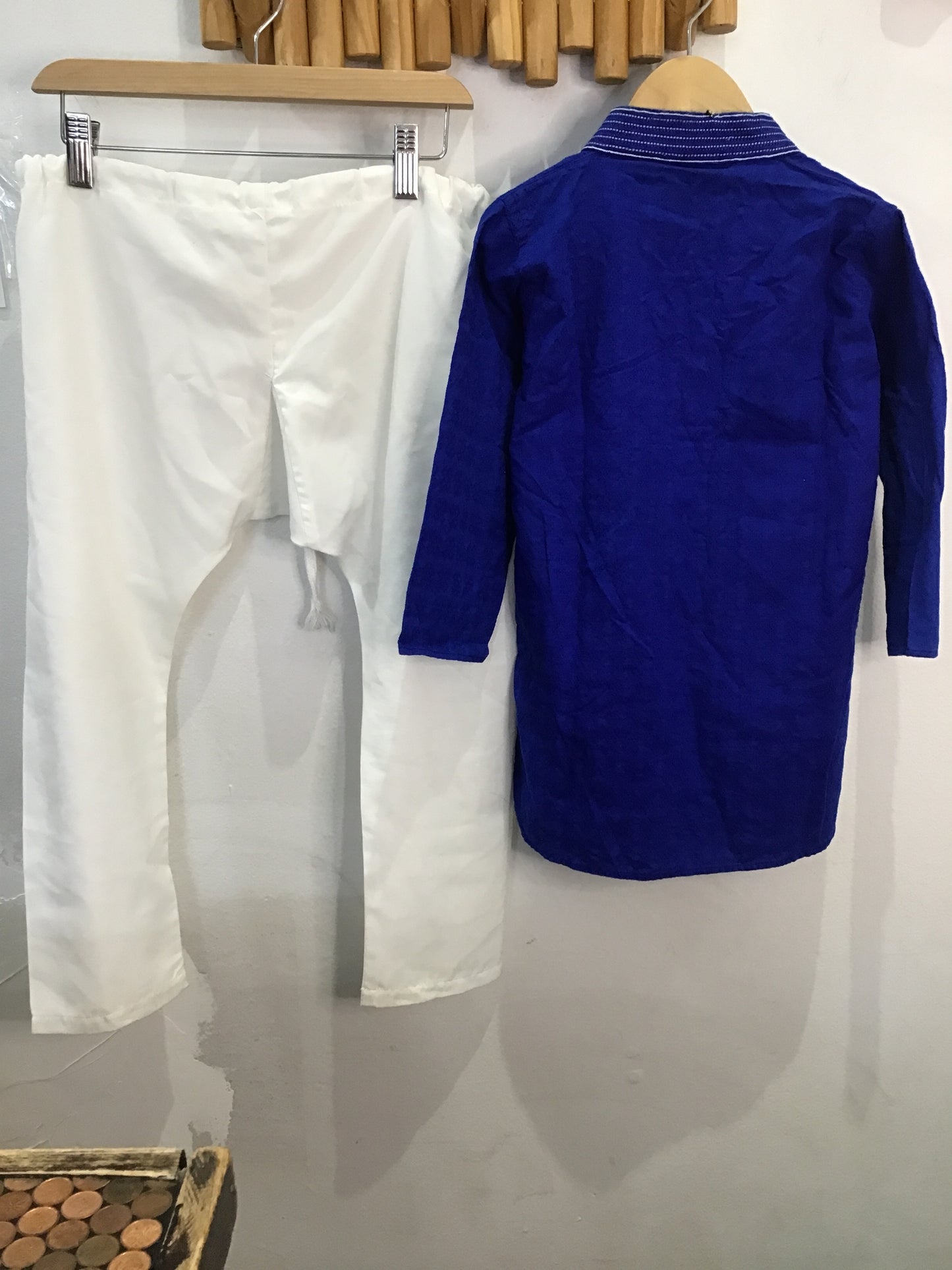 Blue cotton kurta set 4y