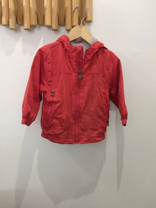 Red cotton lined rain jacket 12-18m