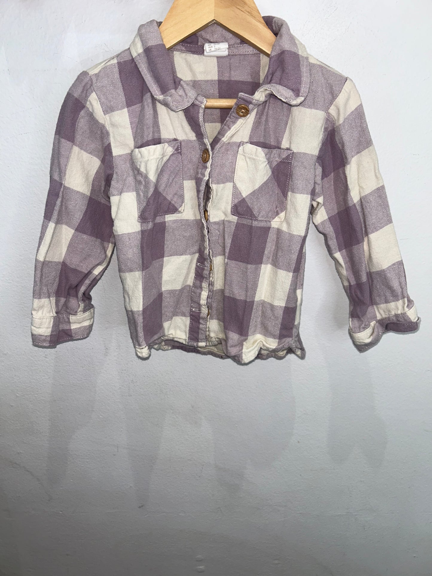 Purple checkered flannel shirt 18-24m