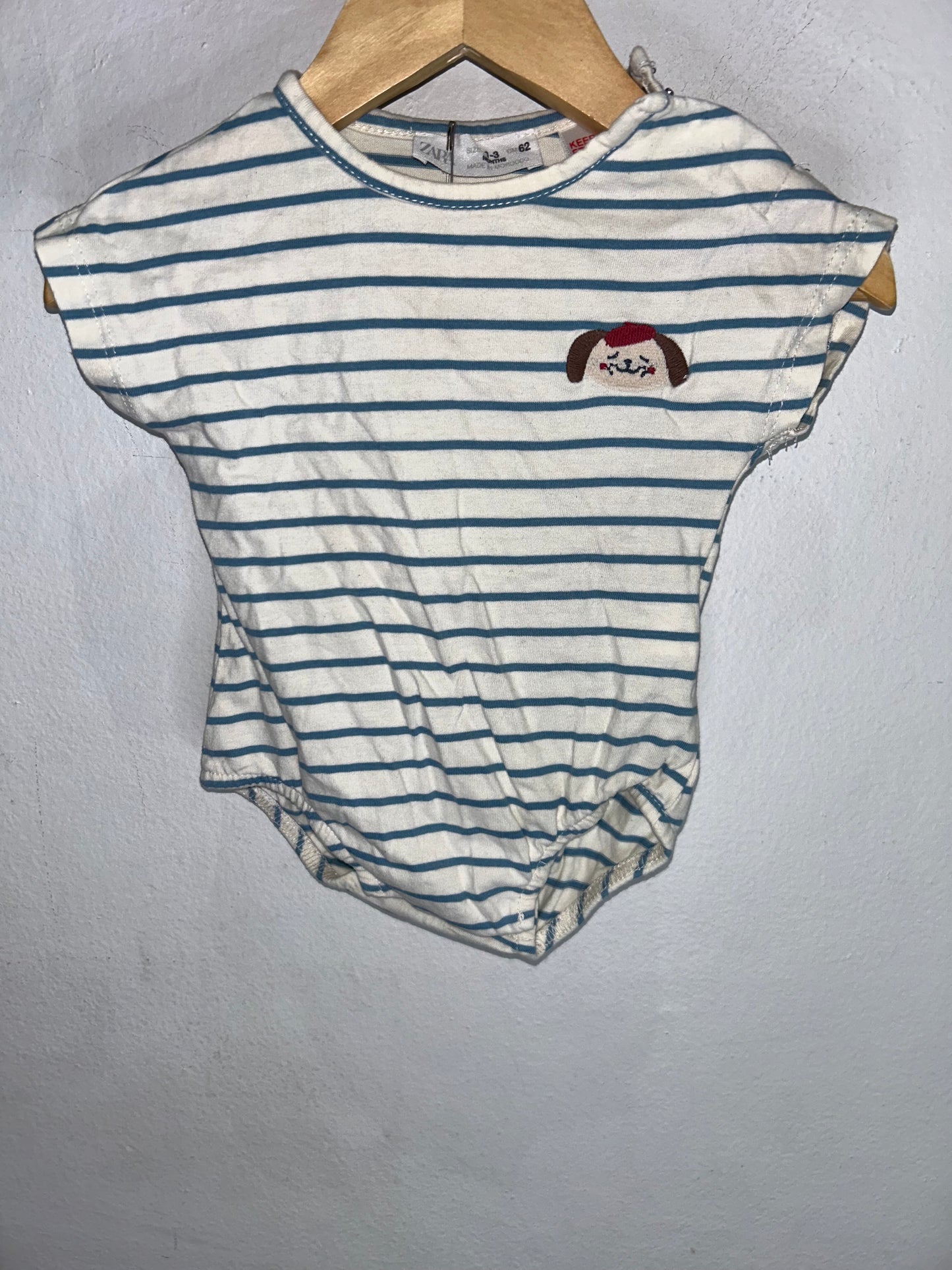 Blue Stripes Pup Onesie 0-3m