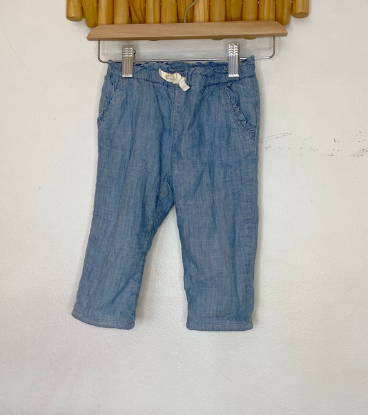 Furry lined chambray pants 12-18m
