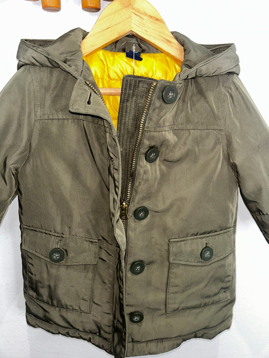 Olive puffer jacket 12-18m