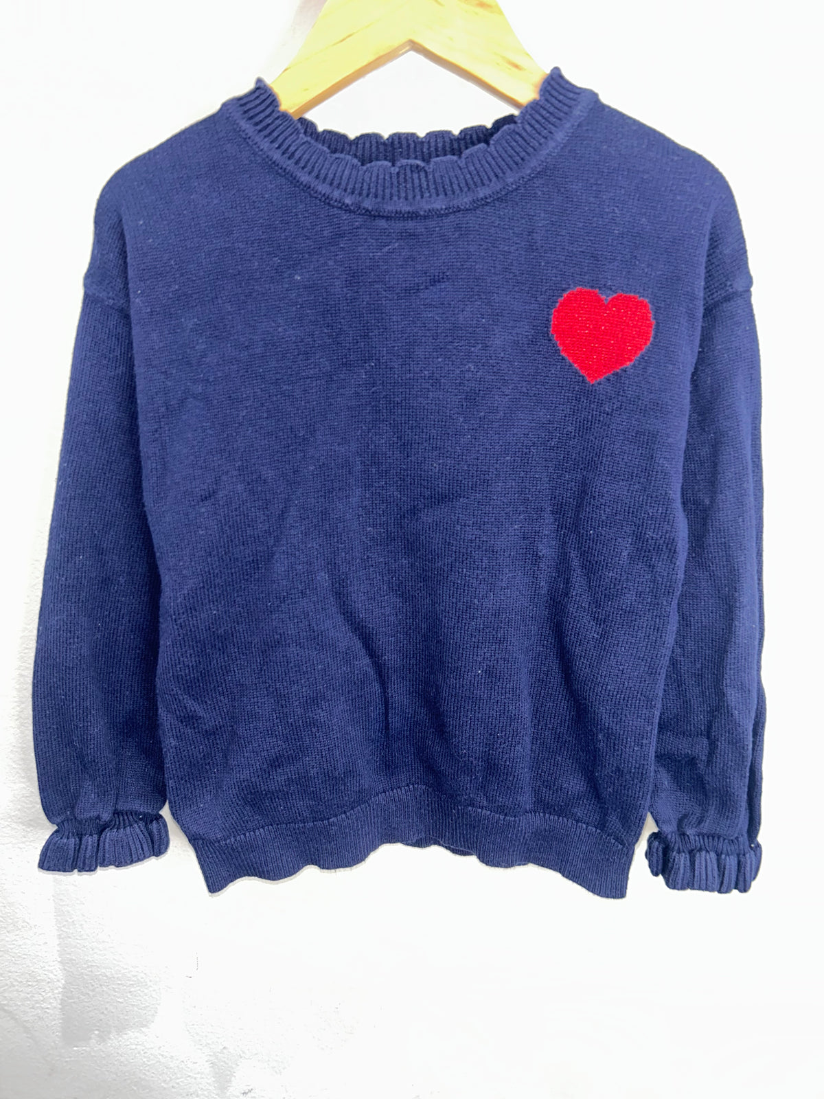 Navy red heart sweater 5y