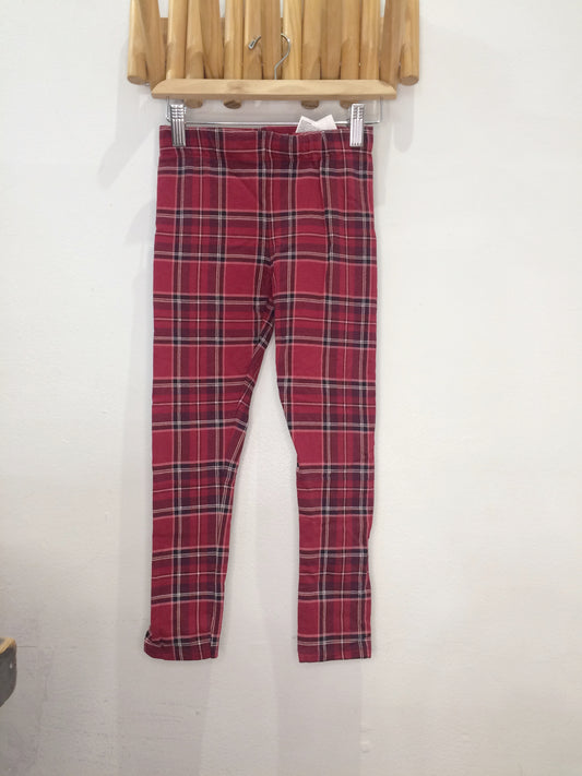 Lined red checkered leggings 7-8y