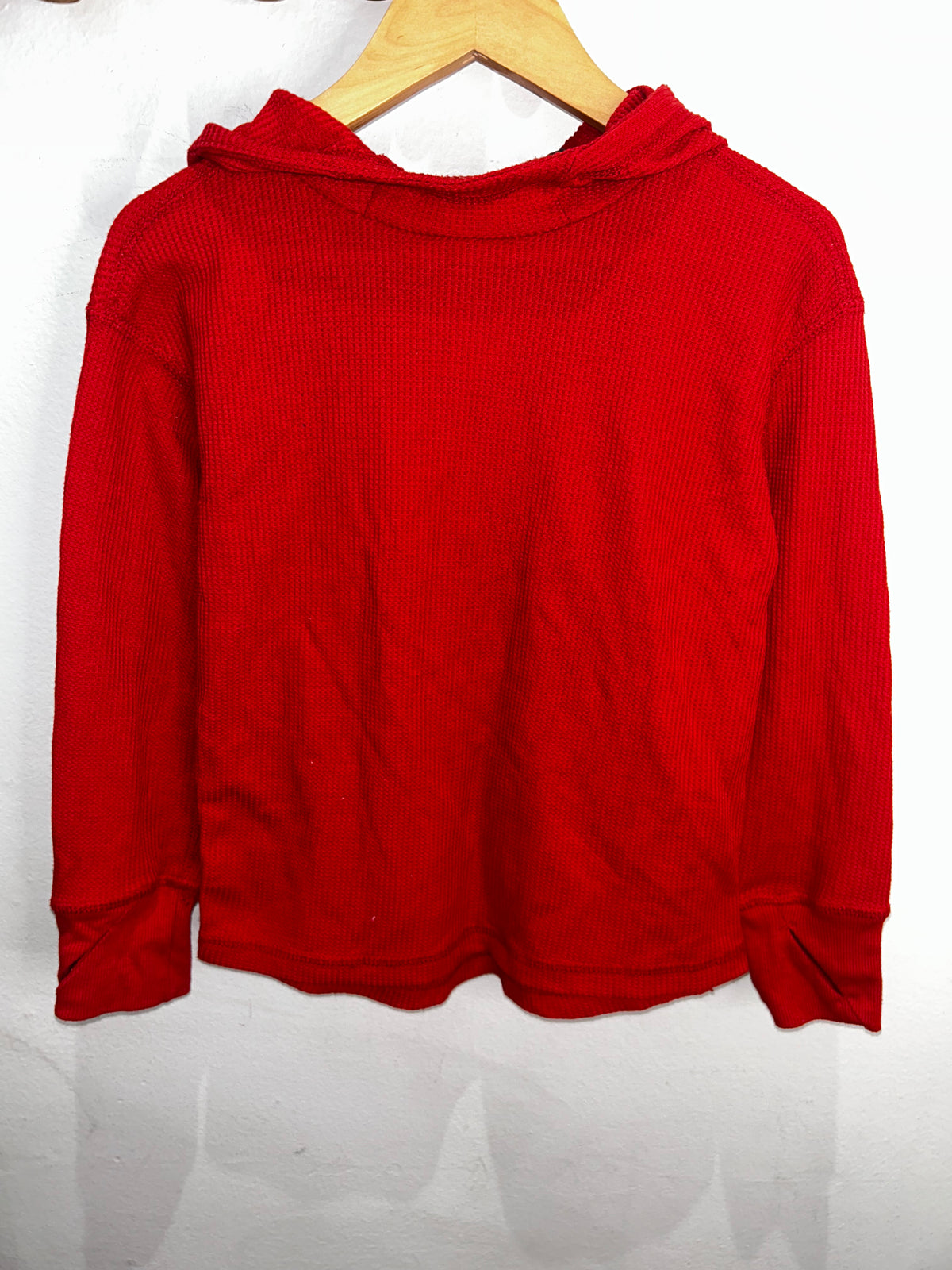 Red waffle hooded longsleeve 4-5y