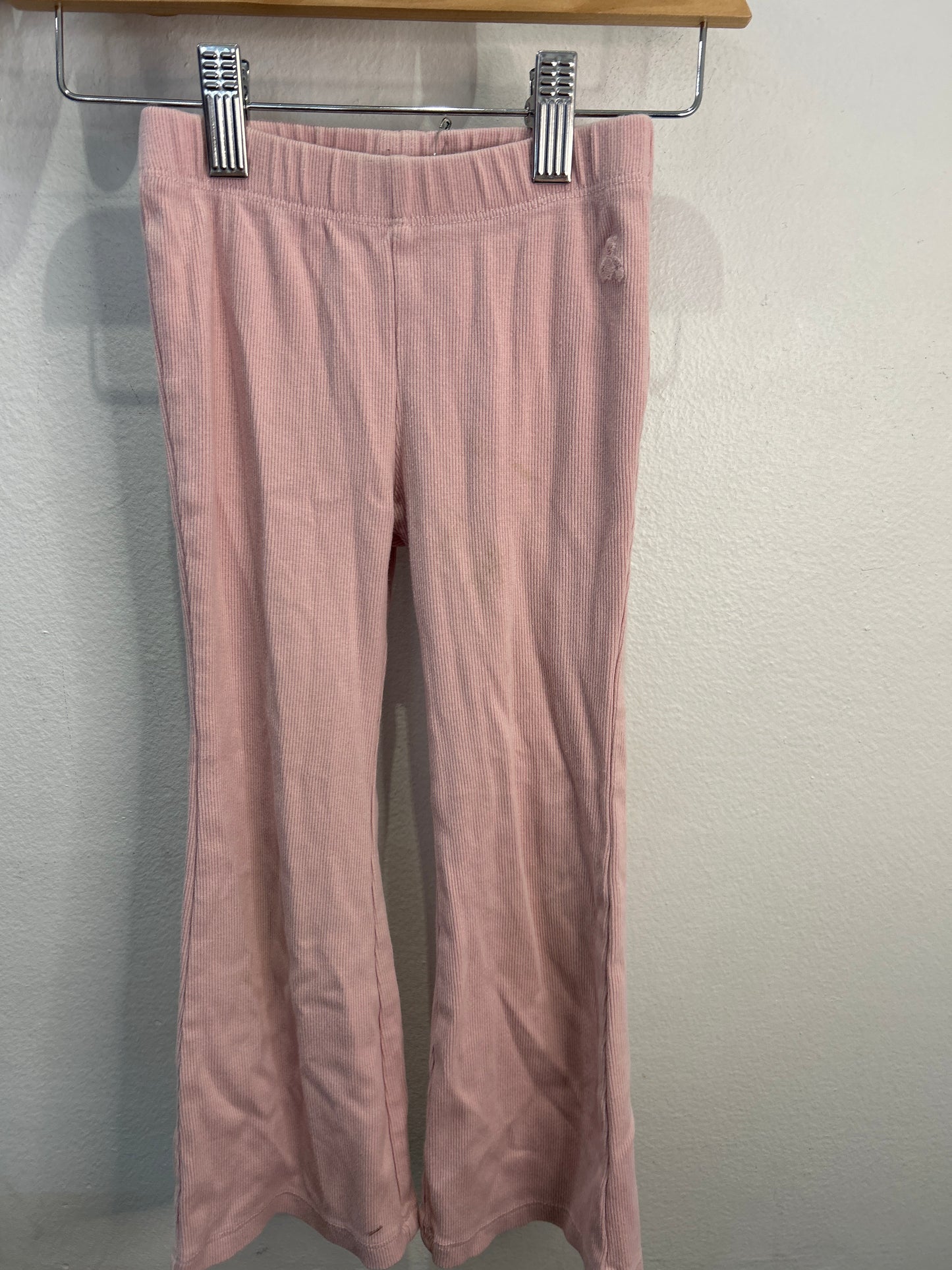 Pink ribbed flare leggings 4y
