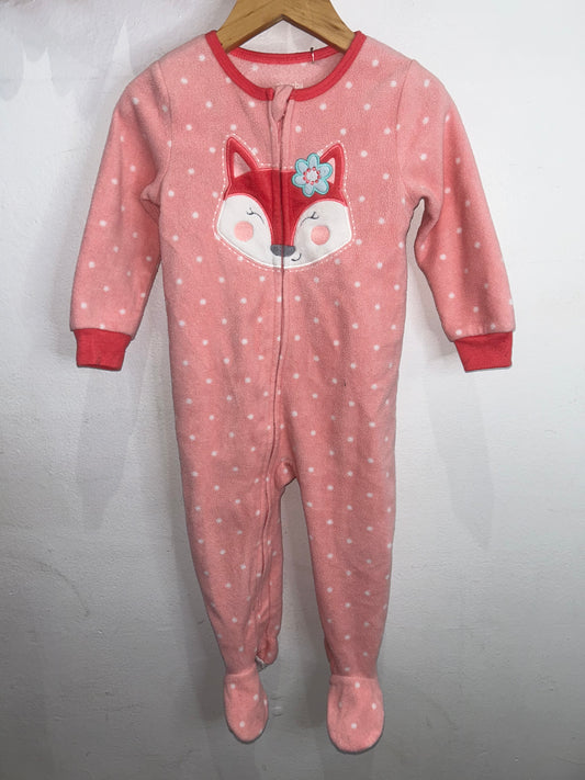 Pink fox fleece sleeper 18m