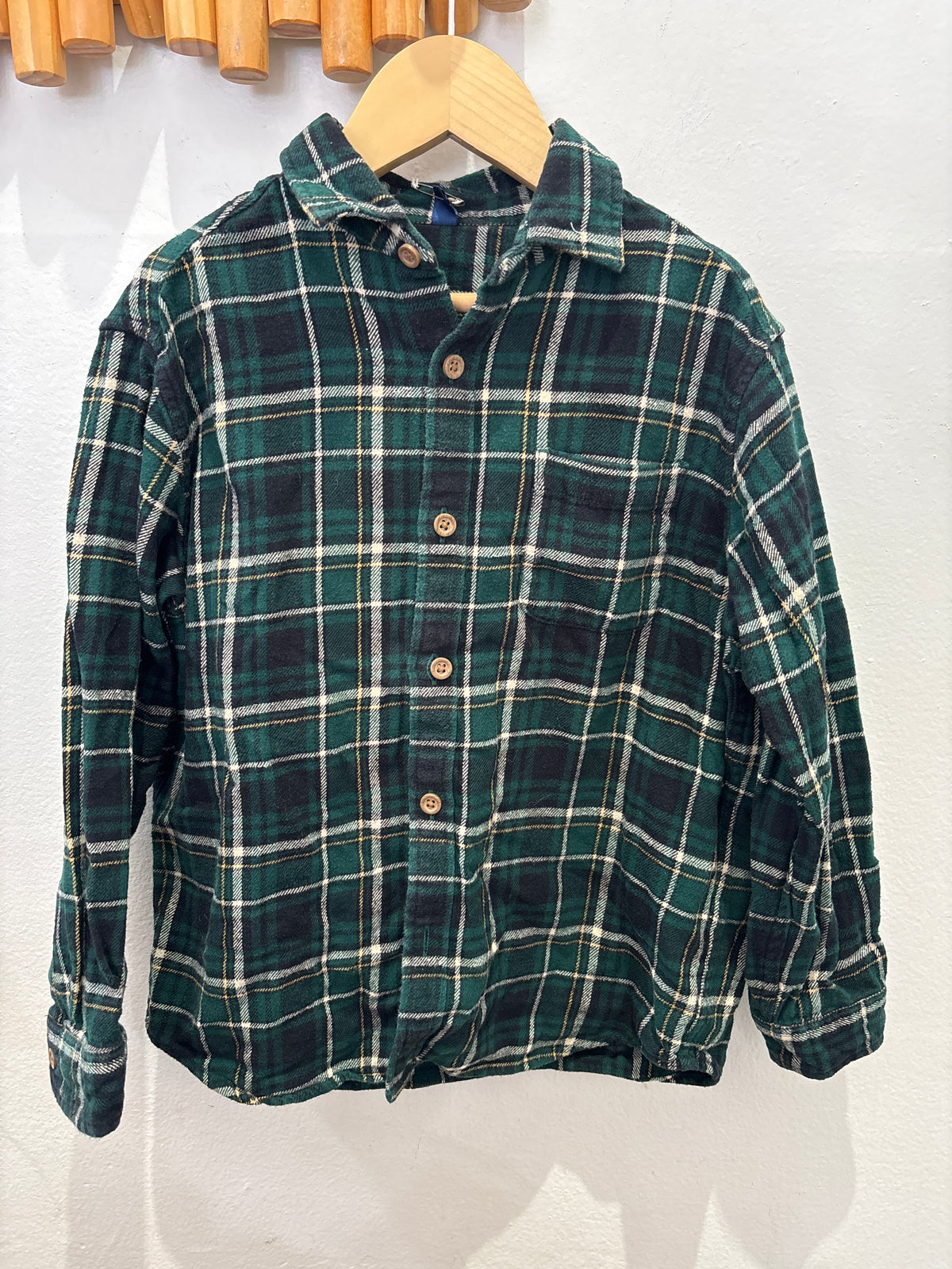 Forest green flannel shirt 5-6y