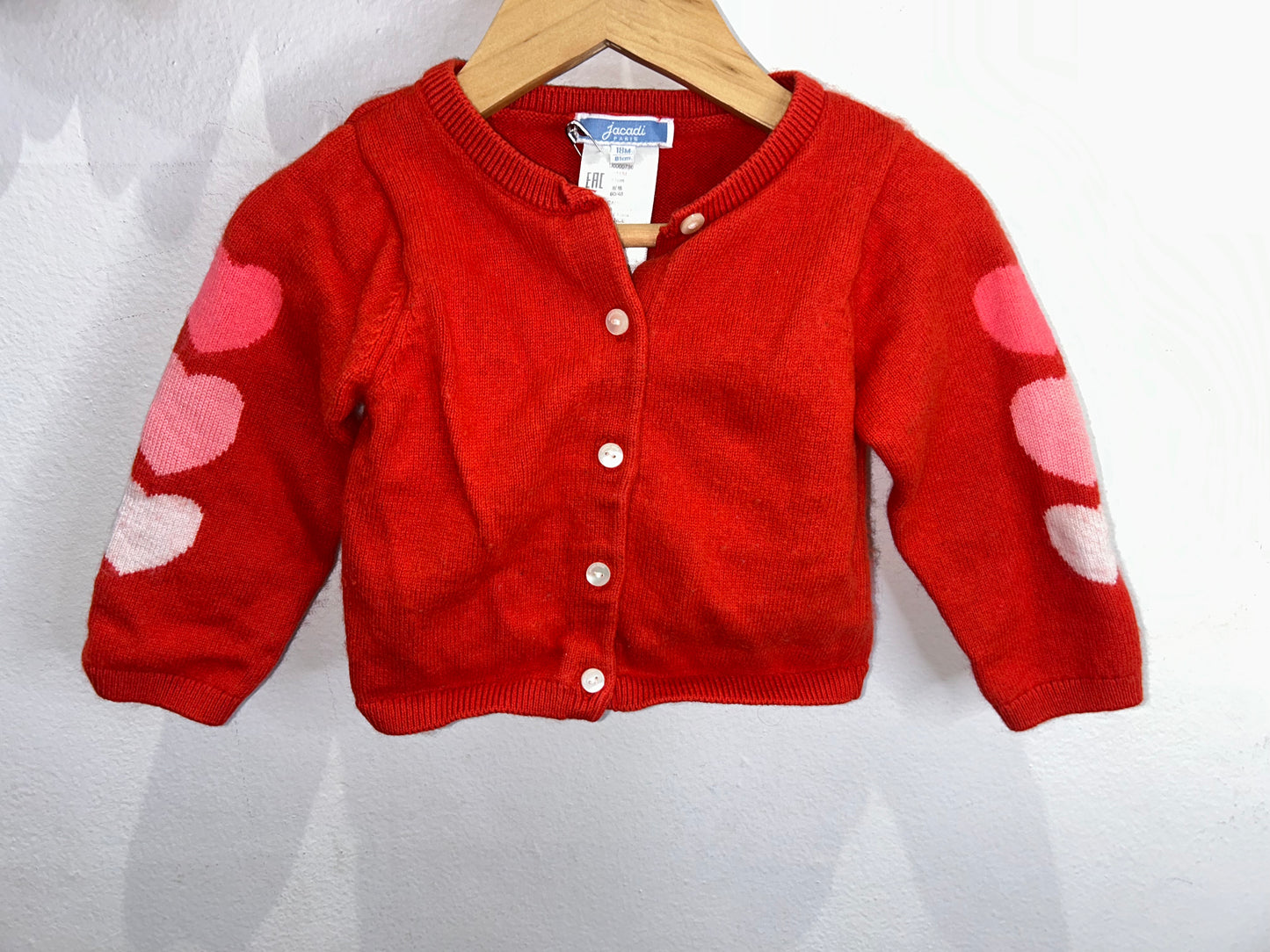 Jacadi tomato red cardigan 18m