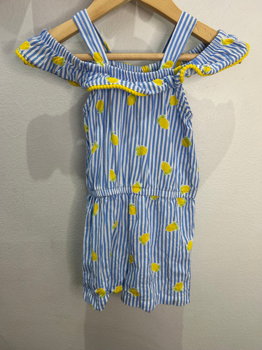Lemons and stripes shorty romper 3y