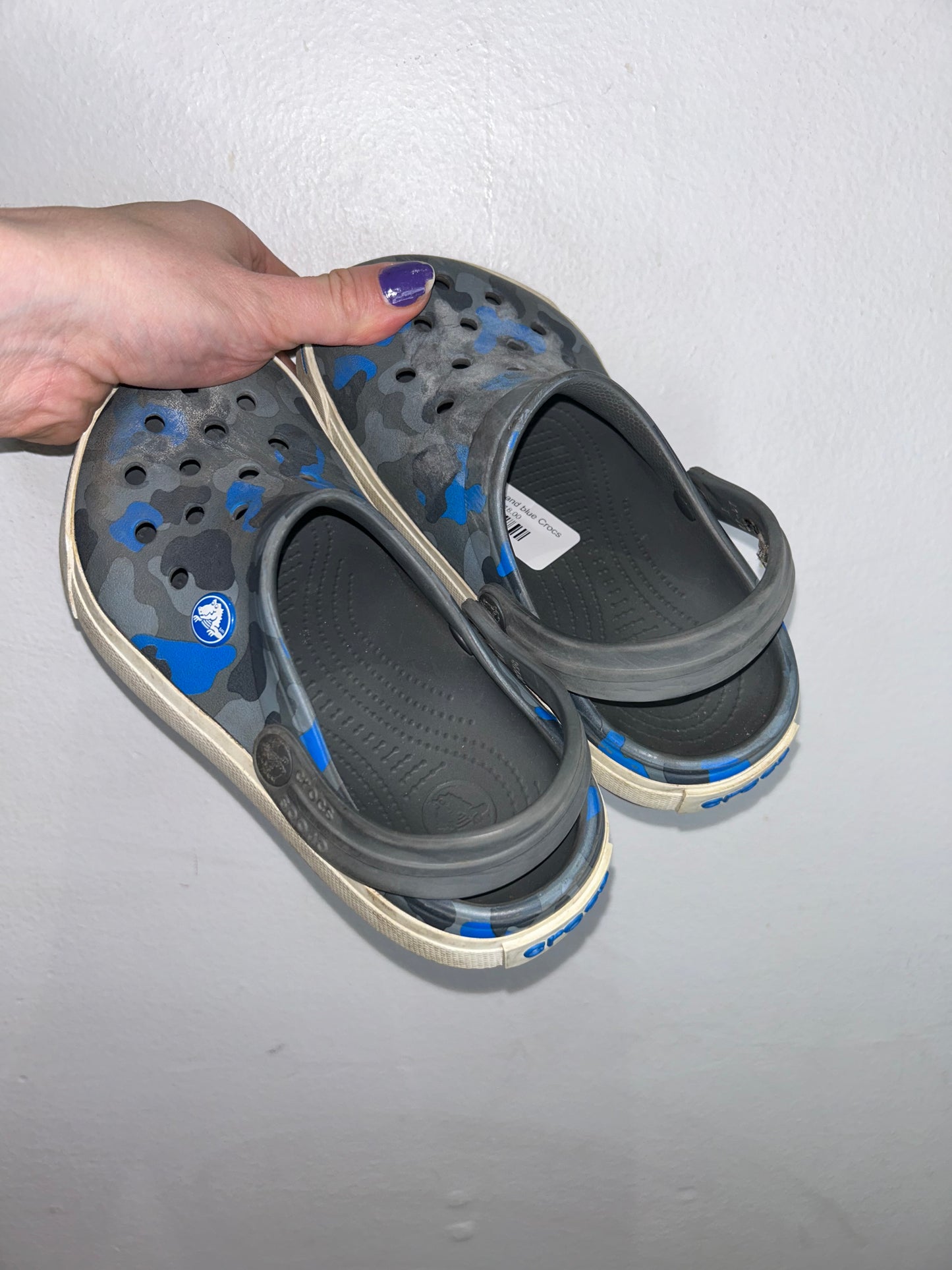 Y2 grey and blue Crocs