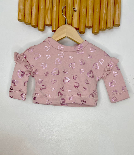 Sparkly hearts pullover 3-6m