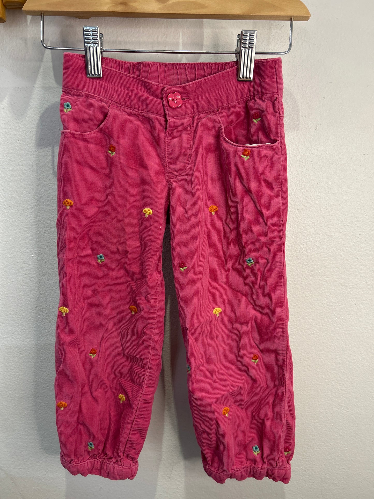 Pink cord embroidery pants 3y