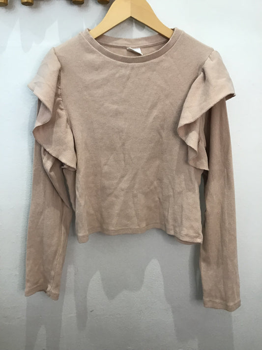 Tee light pink frilly ribbed 11-12y