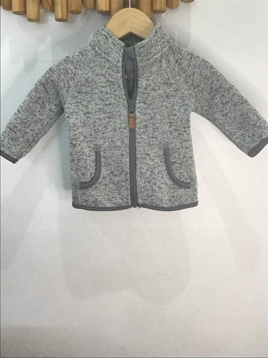 Sweater grey zip-up fleece 3-6m
