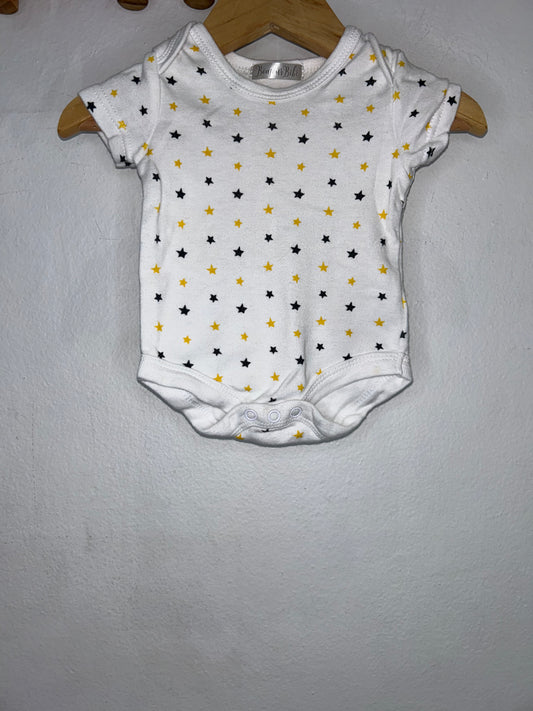 Yellow and black stars onesie 3m
