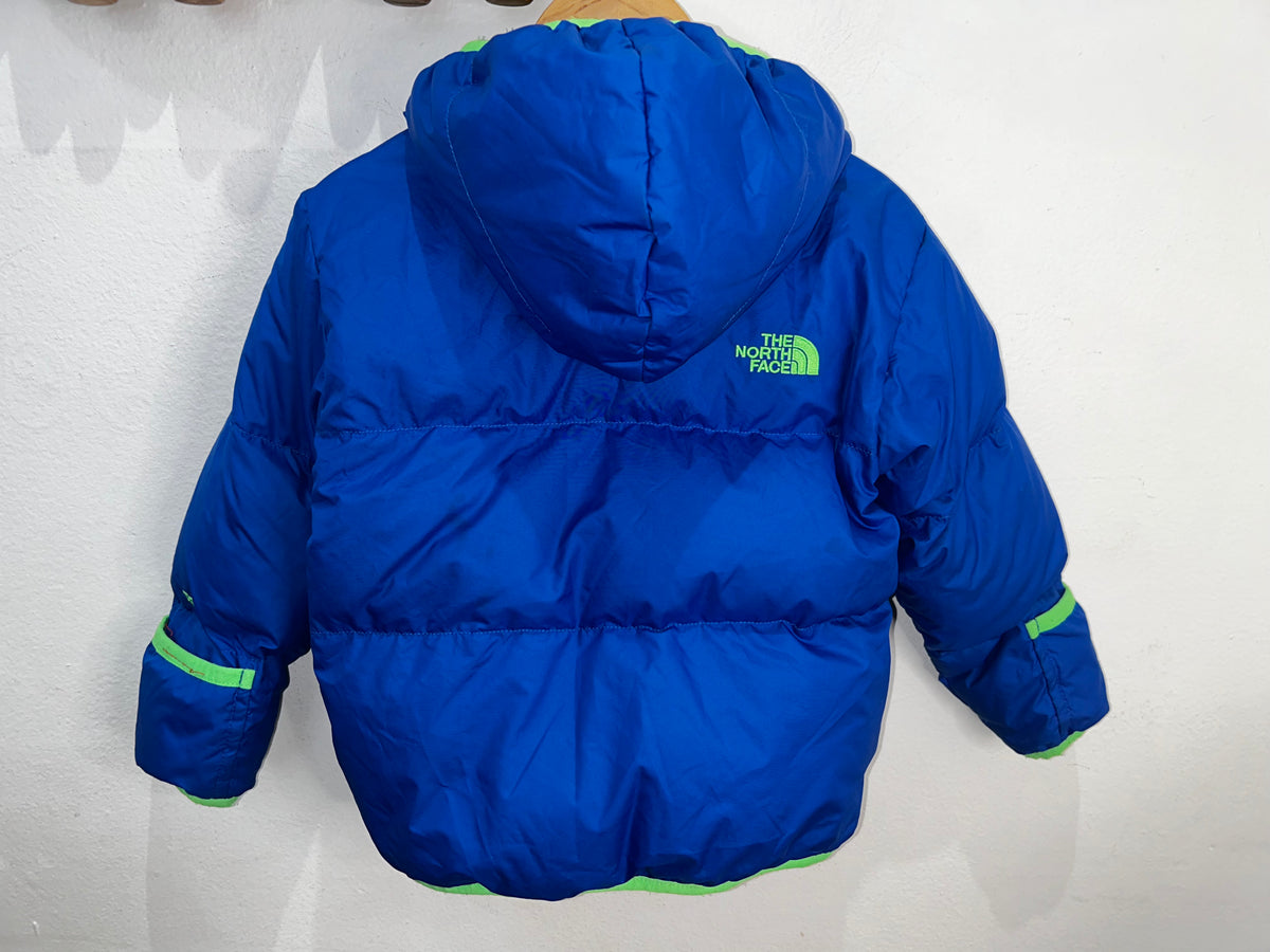 The North Face blue reverisble puffer jacket 2y