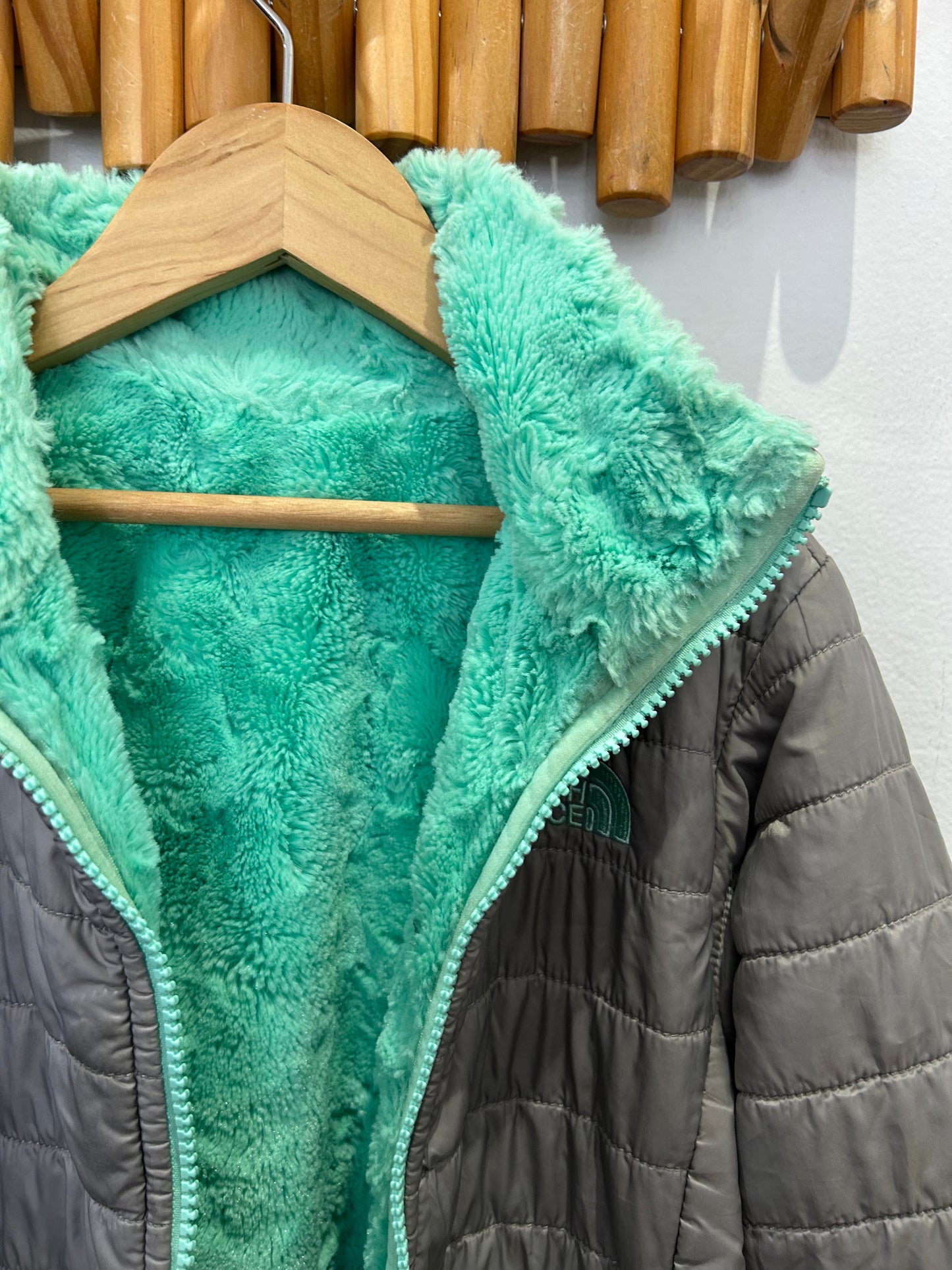The North Face silver puffer jacket 12y