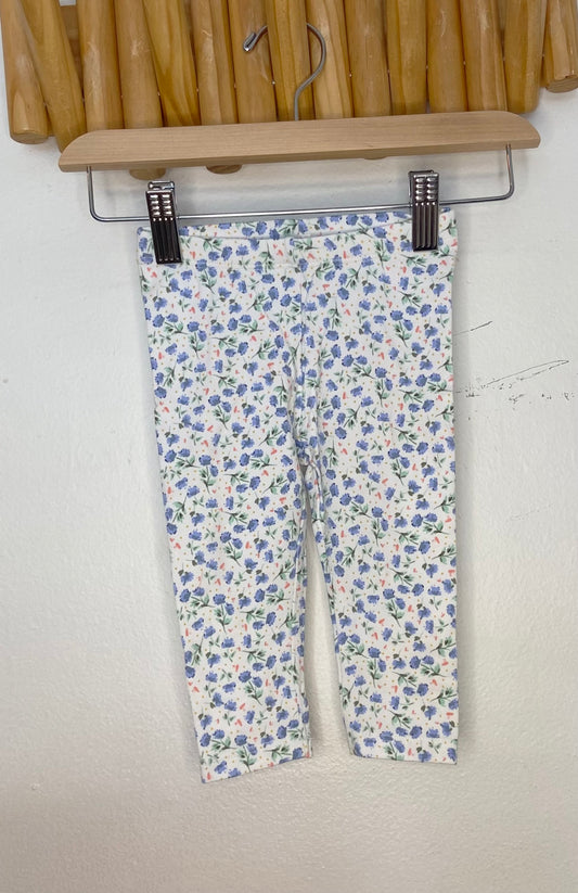 Blue floral leggings 6-9m