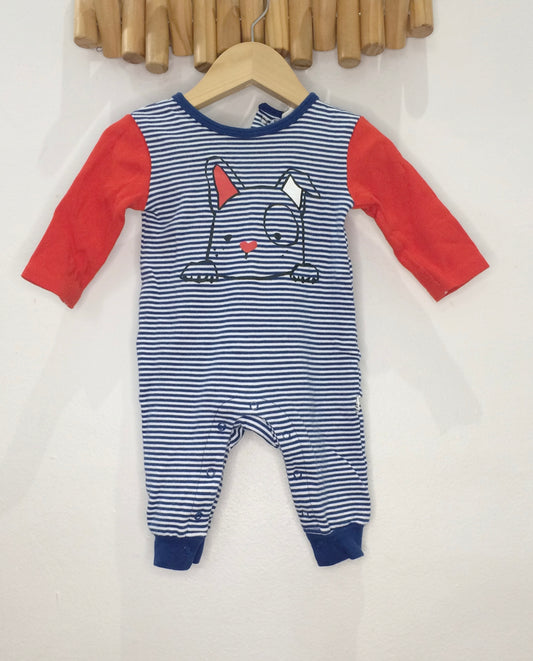 Bunny striped romper 3-6m