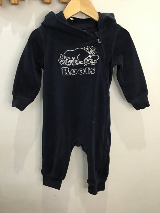 Fleecy navy Roots romper 6-12m
