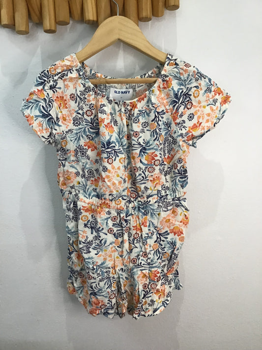 Peach flowers shorty romper 5y
