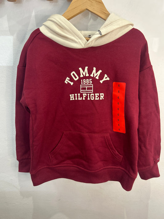 Maroon hooded pullover 6y NEW