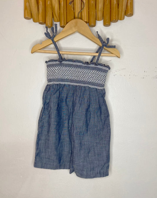 Chambray smocked romper 3y