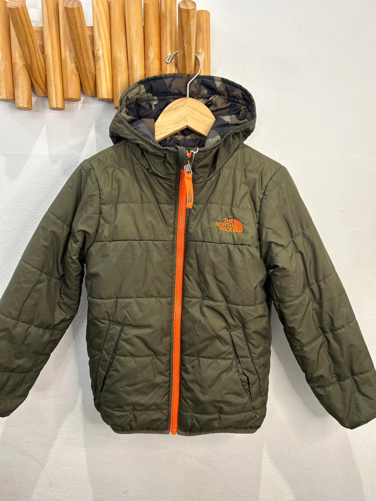 The North Face olive reversible jacket 5y