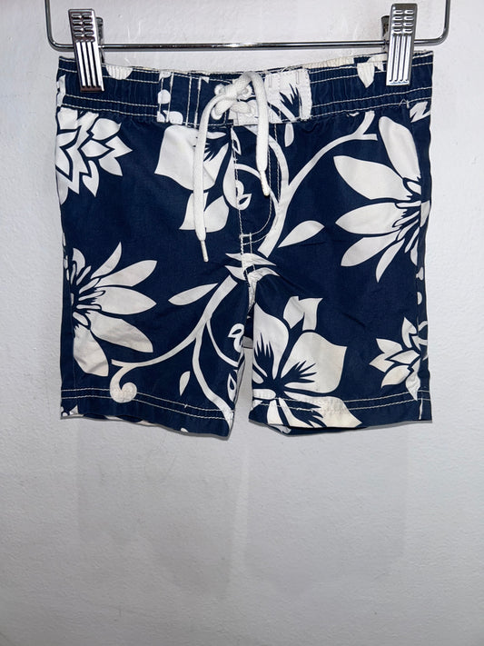 Blue big flowers swim shorts 12-18m