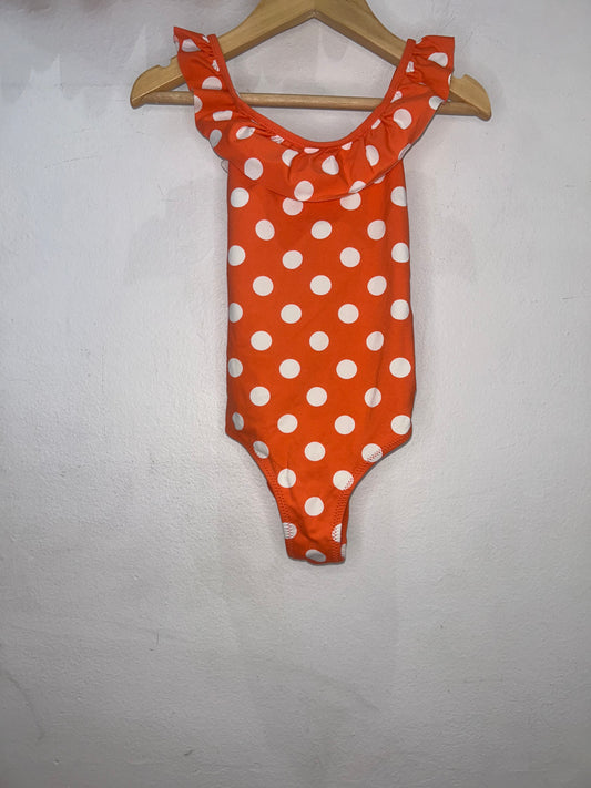 Orange dots swimsuit 3-4y