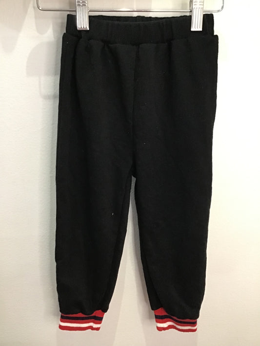 Black joggers red cuffs 3-4y