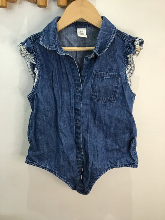 Shirt tye bottom denim 6-7y