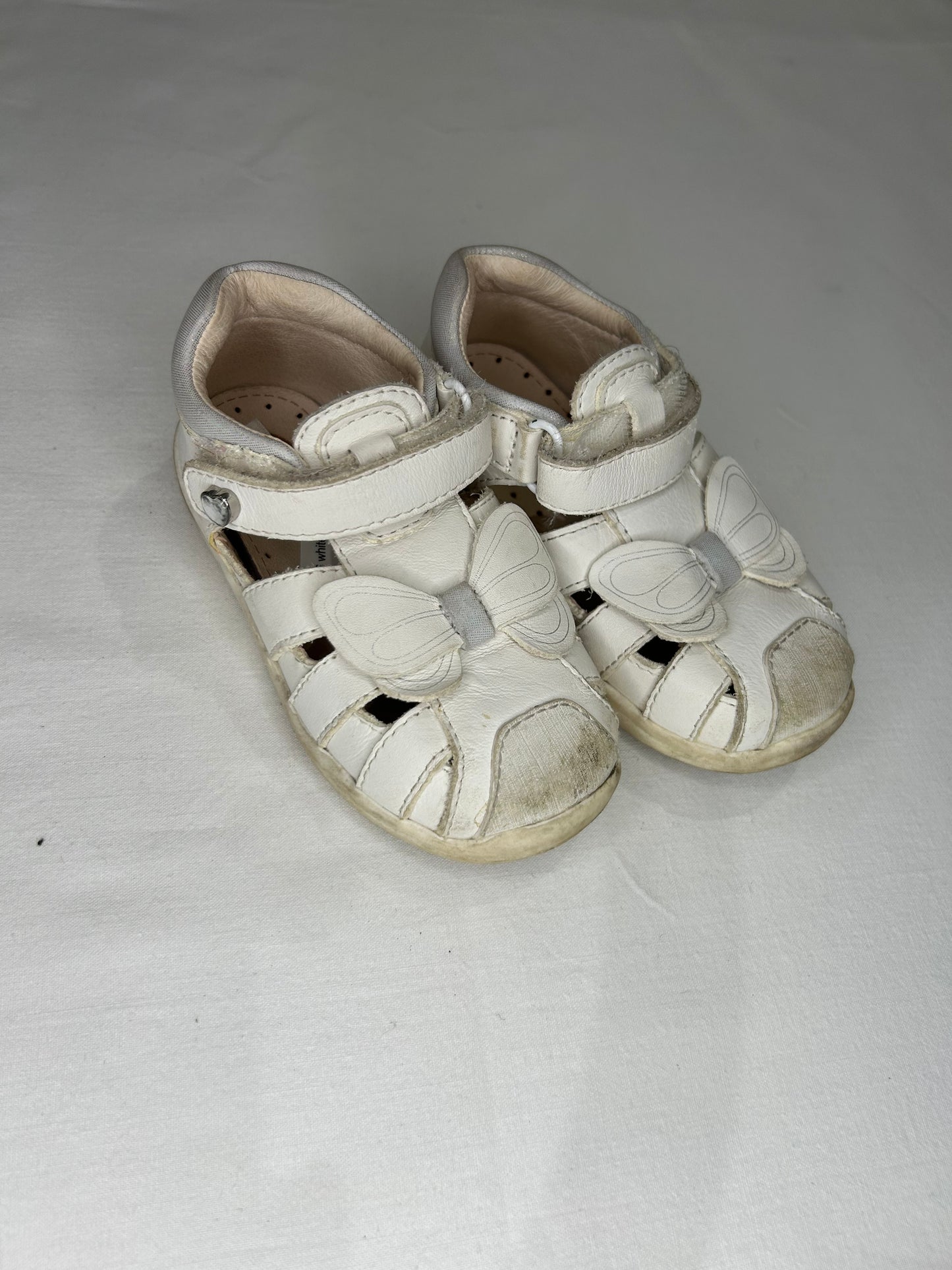 C6 white sandals butterfly