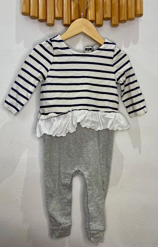 Stripes and grey  romper 12-18m